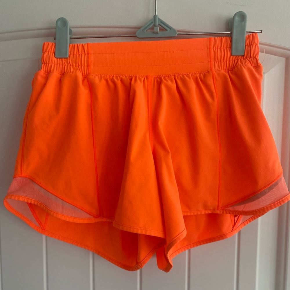 Tall Orange Lululemon Hotty Hot Shorts